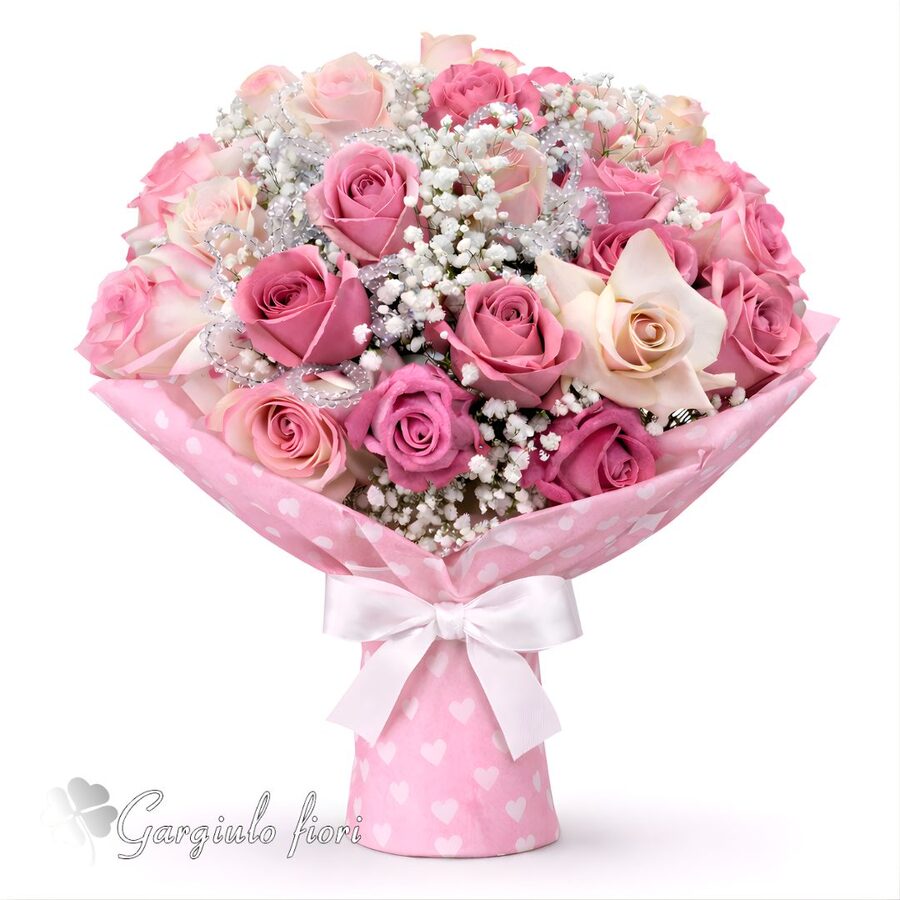 Composizione pastello di peonie rosa in box, consegna a domicilio a Napoli